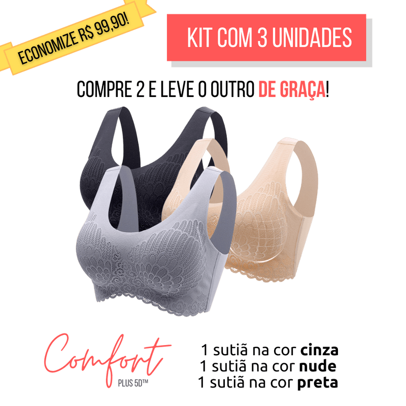 Kit 3 Unidades - Sutiã Top Confort Plus™ 5D - HSPX Magazine