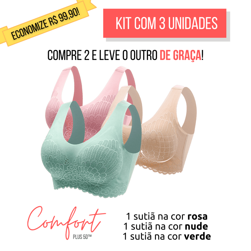 Kit 3 Unidades - Sutiã Top Confort Plus™ 5D - HSPX Magazine