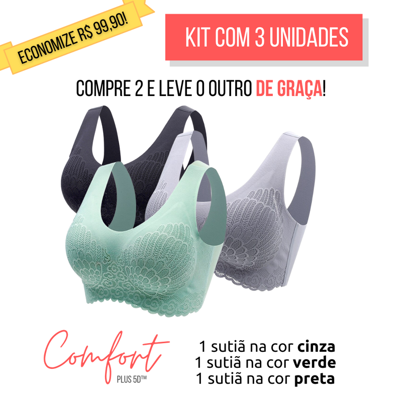 Kit 3 Unidades - Sutiã Confort Plus™ 5D - HSPX Magazine