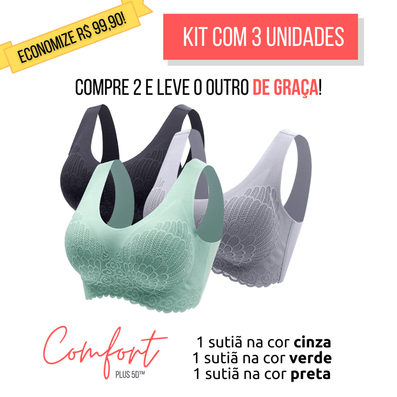 Kit 3 Unidades - Sutiã Top Confort Plus™ 5D - HSPX Magazine