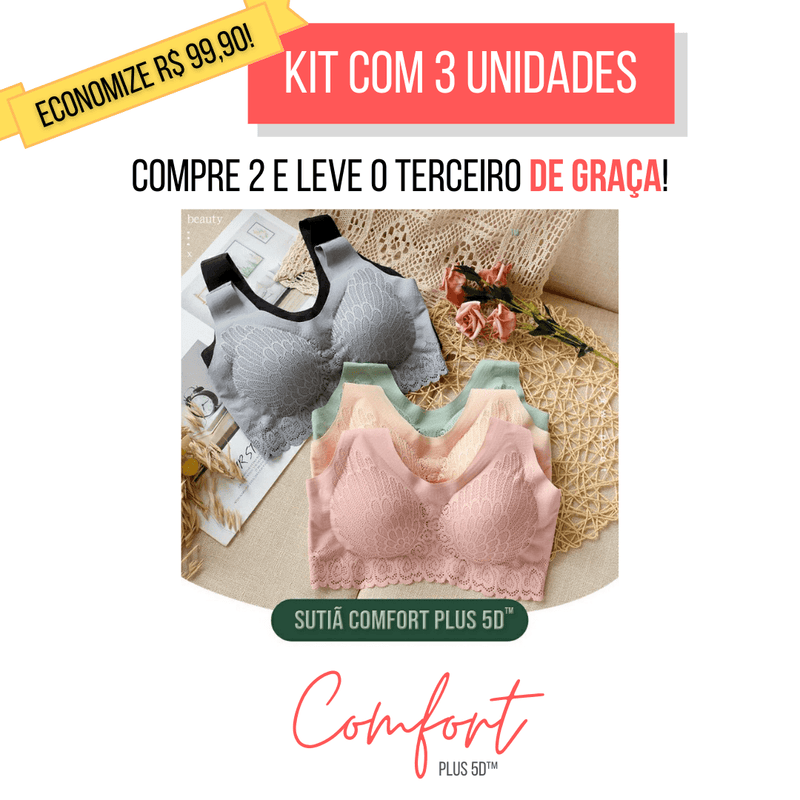 Kit 3 Unidades - Sutiã Top Confort Plus™ 5D - HSPX Magazine