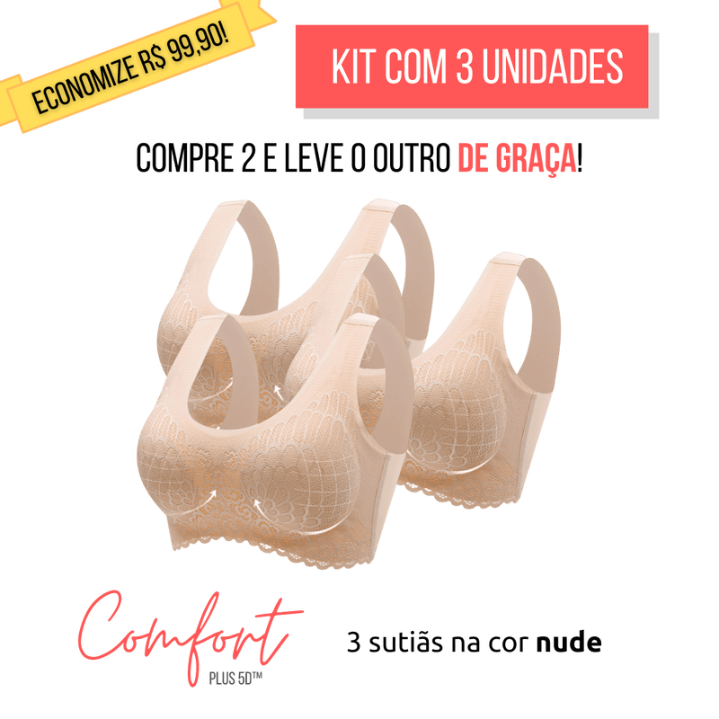 Kit 3 Unidades - Sutiã Top Confort Plus™ 5D - HSPX Magazine