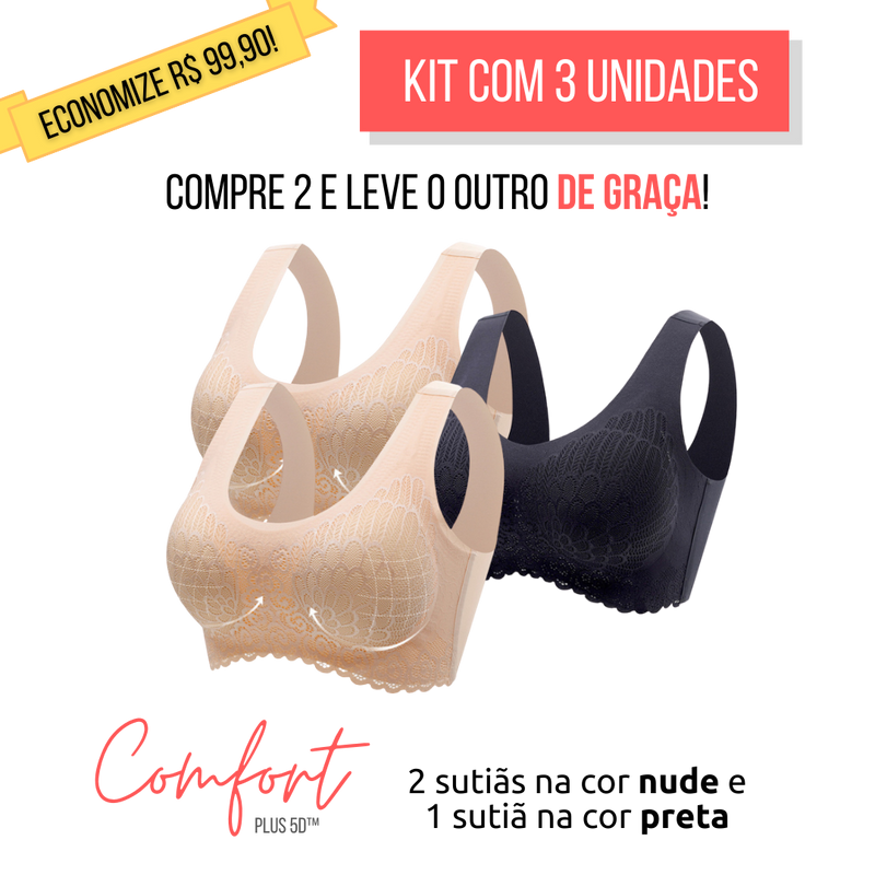 Kit 3 Unidades - Sutiã Confort Plus™ 5D - HSPX Magazine