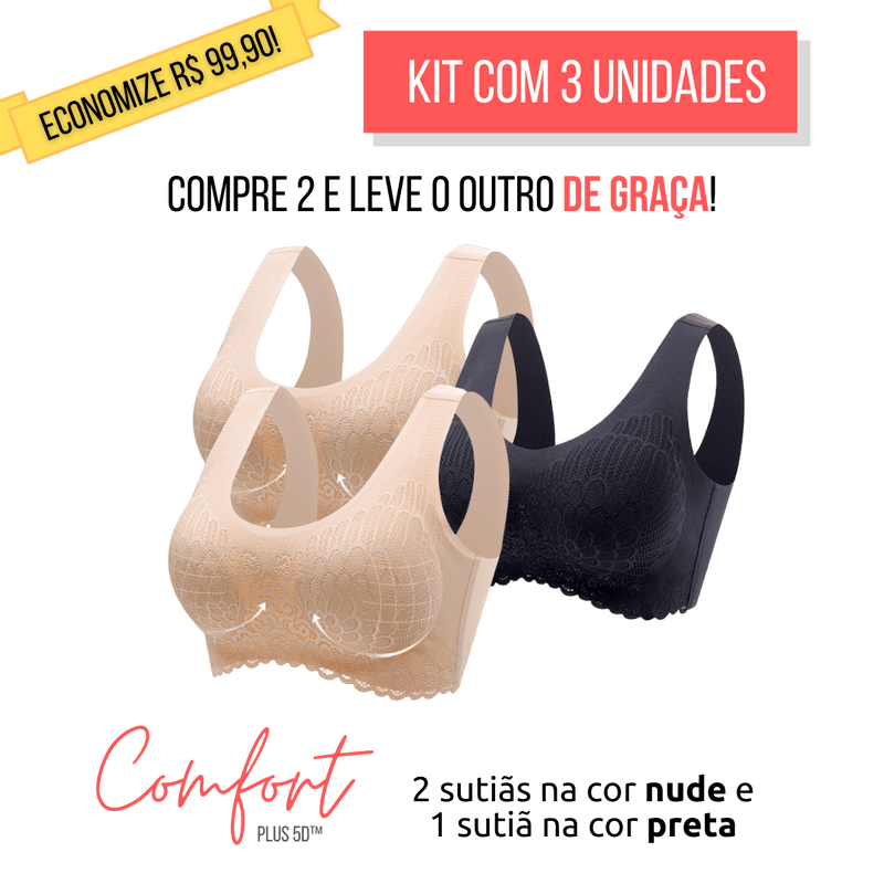 Kit 3 Unidades - Sutiã Top Confort Plus™ 5D - HSPX Magazine