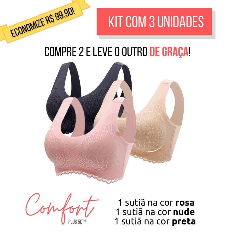 Kit 3 Unidades - Sutiã Top Confort Plus™ 5D - HSPX Magazine