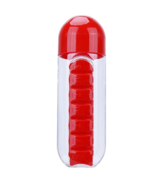 Garrafa de água com porta comprimidos - Pill Bottle 3 EM 1 (EXCLUSIVA!) - HSPX Magazine