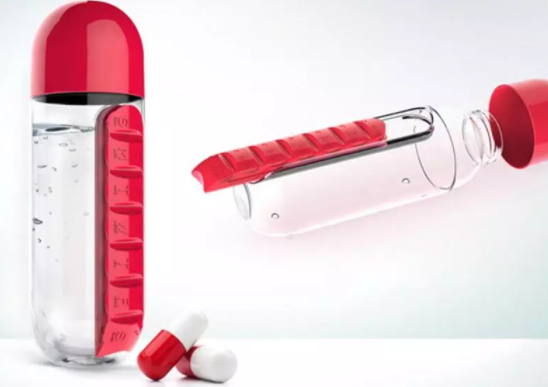 Garrafa de água com porta comprimidos - Pill Bottle 3 EM 1 (EXCLUSIVA!) - HSPX Magazine