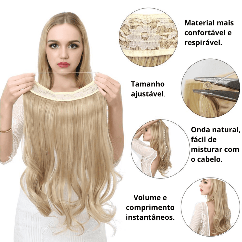 Aplique de Cabelo Mágico Secret Extension - Discreto e Invisível 45 cm - Magazine Variedades